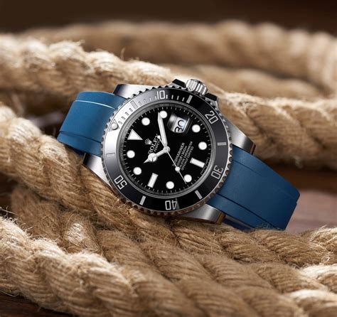 blue rolex rubber strap|best rubber strap for Rolex.